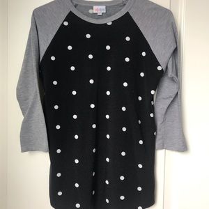 EUC Lularoe Randy Baseball Tee, Polka Dots XS